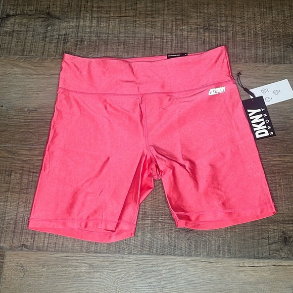NWT DKNY High Waisted Bike Shorts Pink - Picture 2 of 8